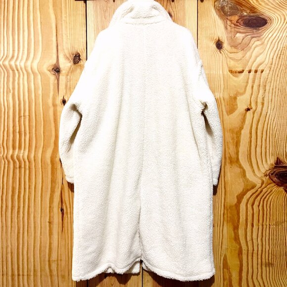 Fabletics Teddy Long Coat 2X | Khloé Kardashian | Cream Recycled Teddy Fabric - Picture 10 of 16